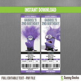 Evil Minions Birthday Ticket Invitations